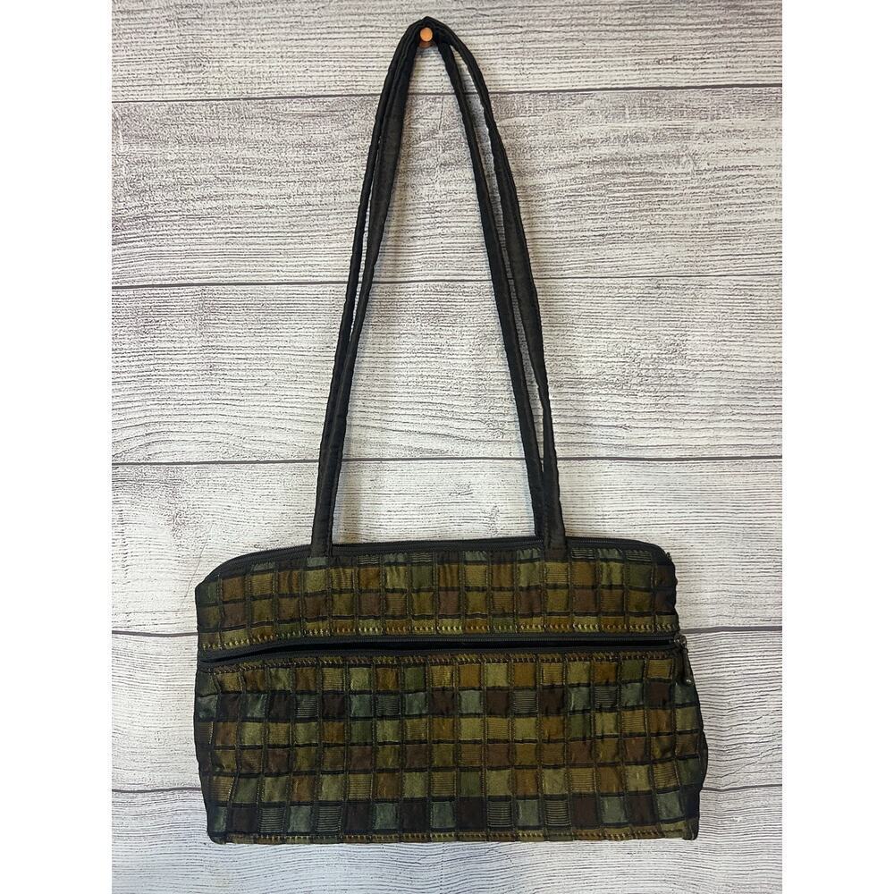 Maruca Boulder Colorado Woven Zip Shoulder‎ Bag Green Brown Excellent Condition